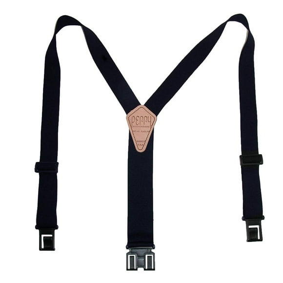 Perry Suspenders Mens Elastic Hook End 1 1/2 Inch Suspenders - Navy, Regular
