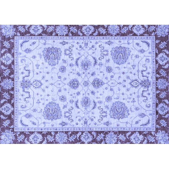 Ahgly Company Machine Washable Indoor Rectangle Oriental Blue Traditional Area Rugs, 5' x 8'