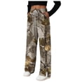 thumbnail image 4 of zaveiop Women's Y2K Camo Maple Leaf Print Sweatpants Baggy Hip Pop Elastic Waist Long Pants Streetwear (Khaki, L), 4 of 9