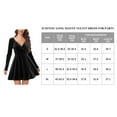 thumbnail image 4 of Womens Velvet Vintage Swing Cocktail Dresses Long Sleeve V Neck Party Skater Sexy Short Dress, 4 of 7