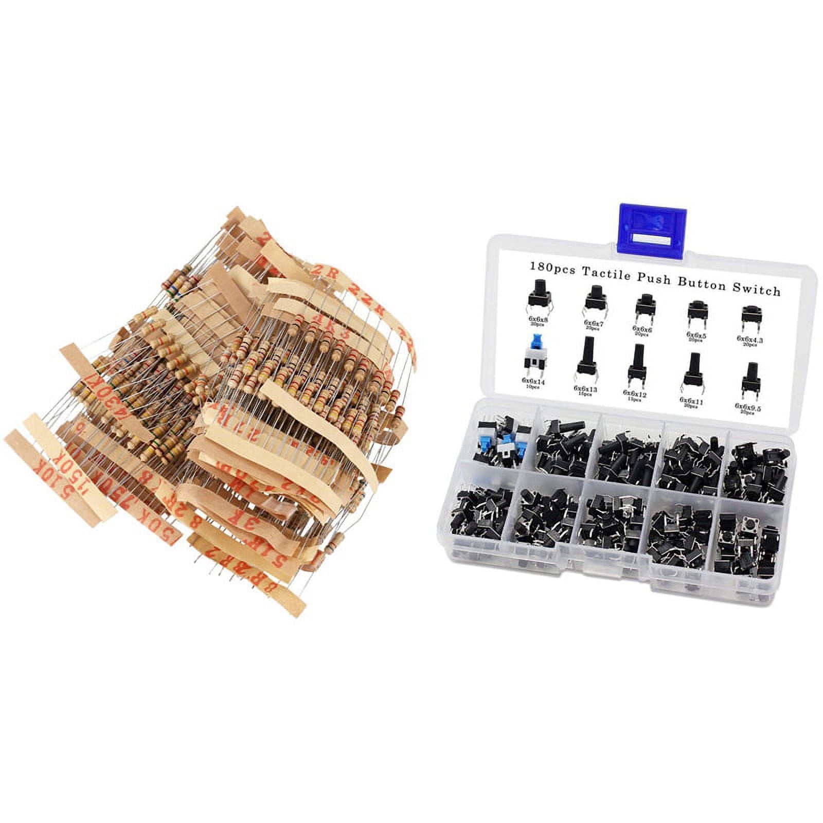 Kit 500 Resistori A Pellicola Metallica 0.5W 1/2W – ±1% – 1KΩ A 910KΩ – 10K, 100K, 1M, 2.2 Inclusi