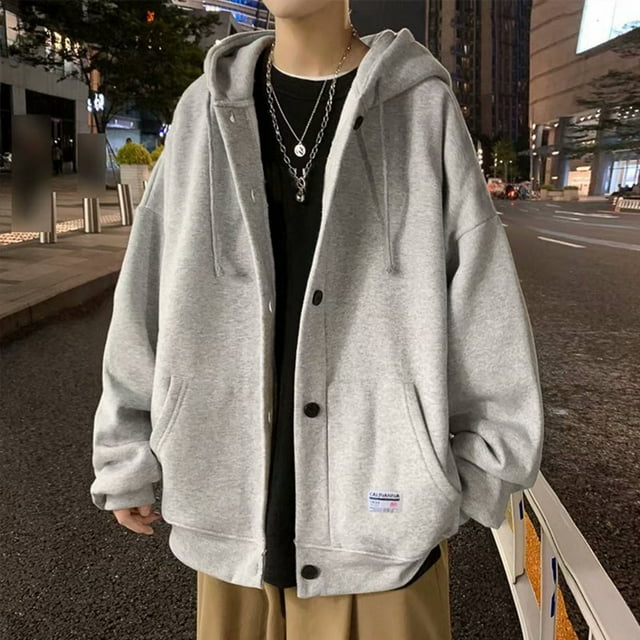 Cardigan Ample en Peluche à Capuche pour Hommes