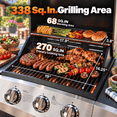 thumbnail image 2 of Syngar 3-Burner Propane Gas Grill with Side Burner, Bbq Grill with 40000 Btu, Porcelain Grates, Easy-Clean Design, Stainless Steel & Storage Cabinet, 2 of 7