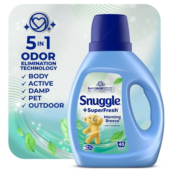 Snuggle SuperFresh Liquid Fabric Softener with Odor Eliminating Technology, Morning Breeze, 35.7 oz, 40 Loads