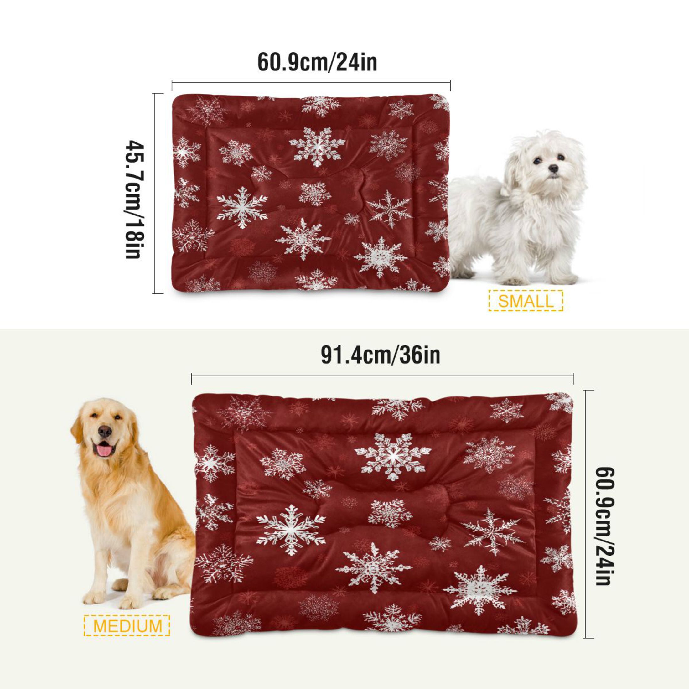 Qxltty Snowflake Pattern Ped Pad Wear-resistant and Hard to Bite Through Sleeping Pad for Small Medium Large Dogs Winter Pet Bed 36×24in