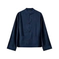 thumbnail image 2 of Miqool Women's Mandarin Collar Shirt Jacket Vintage Long Sleeve Button Knot Closure Lightweight Coat with Pockets, 2 of 8