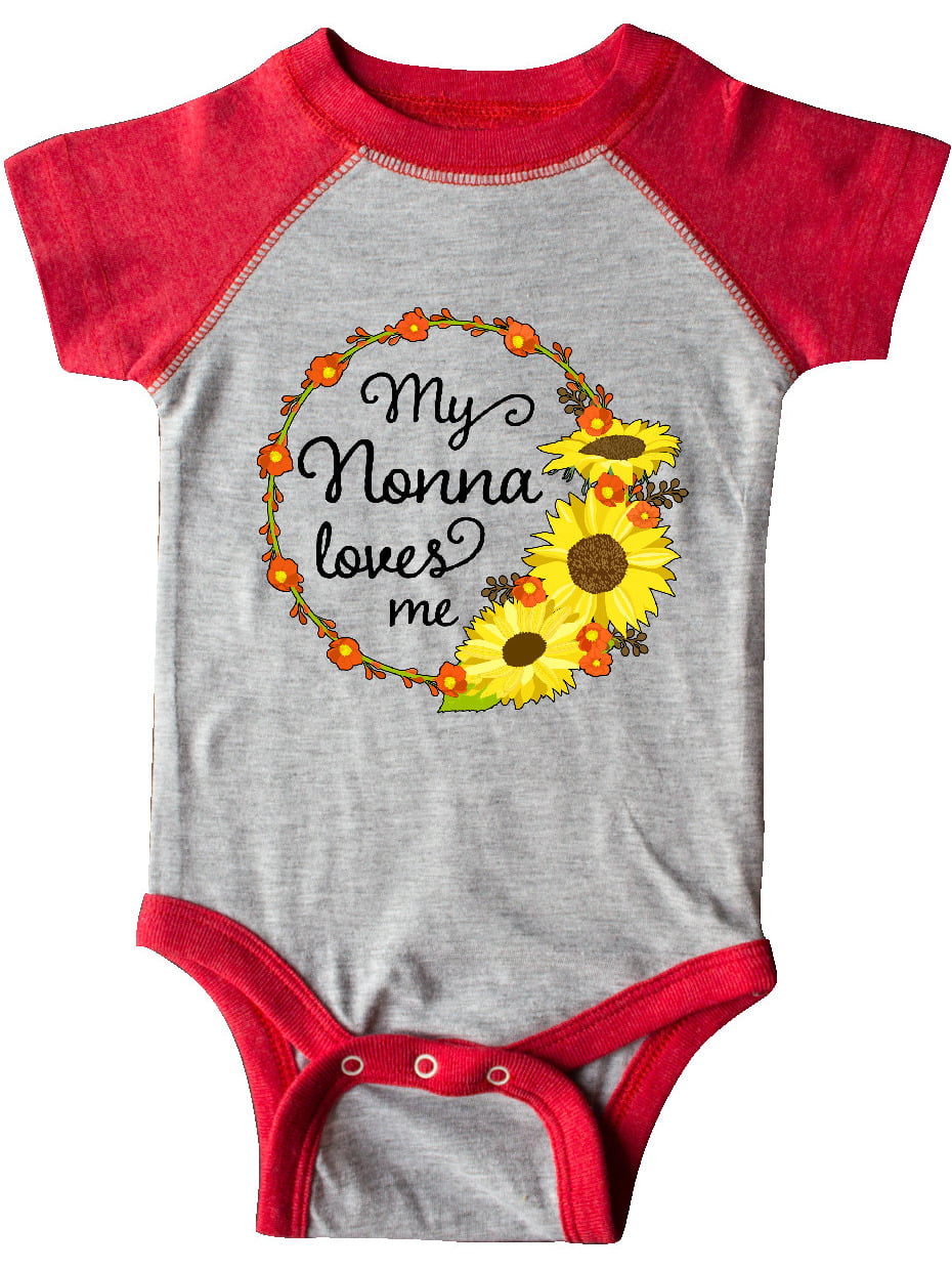 inktastic My Nonna Loves Me with Sunflower Wreath Long Sleeve Creeper