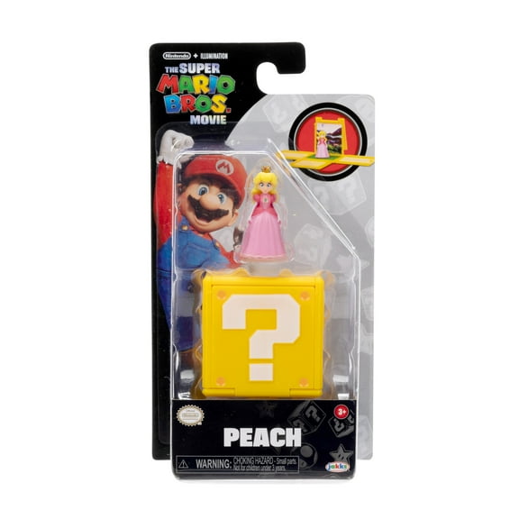 Super Mario Bros Movie Mini Princess Peach Action Figure, with Question Block (1.25")