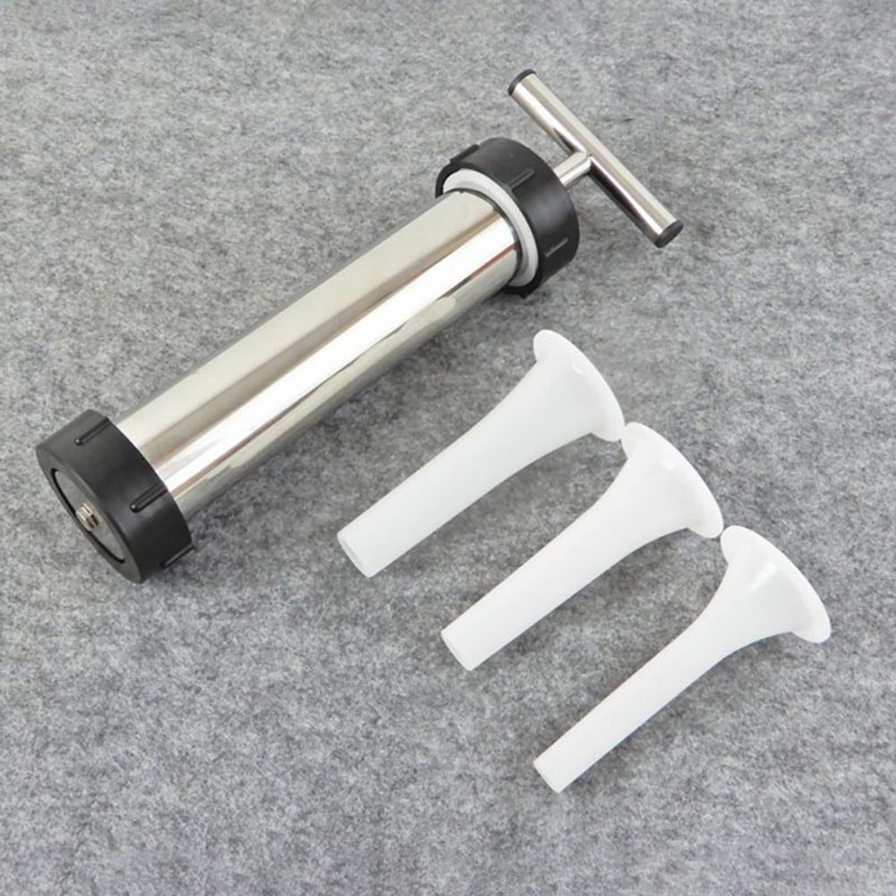 Stainless Steel Sausage Maker Meat Stuffer Syringe Filler Hand Operated Machine