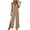 Khaki, variant on Wide Leg Jumpsuits for Women Adjustable Spaghetti Strap V Neck Split One Piece Long Romper Pants Dressy Casual (XL, Black)