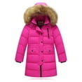 thumbnail image 2 of Fesfesfes Kids Winter Hooded Parka Jacket Mid Length Coat with Large Collar Windproof Warm Thickened Down Filled Outerwear for Children Boys Girls(Hot Pink,12-13 Years), 2 of 6