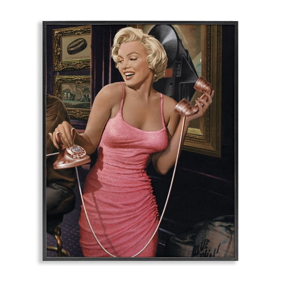 Stupell Industries Art Deco Marilyn's Call Glam Fashion Illustration Black Framed Giclee Art, 11 x 14, by Grace Popp