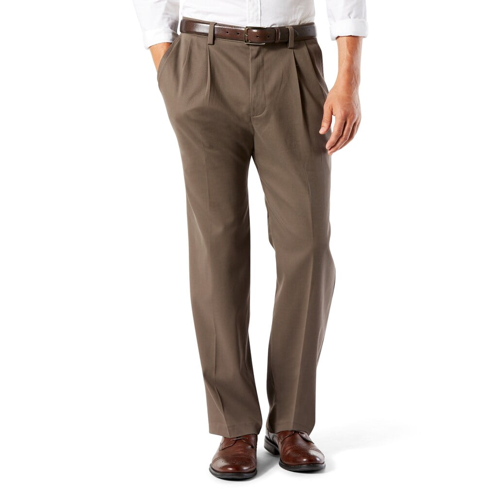Tall Woven Pleated Khaki Pants Taupe 46 