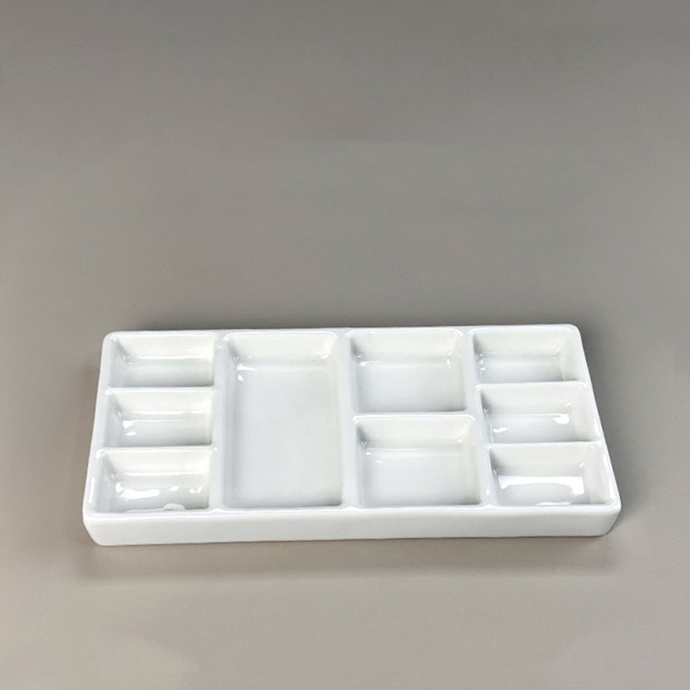 Pyramidti Ceramic Palette Paint Trays Watercolor Palette Pallets Painted Painting Pallet Ceramics White 18.00X8.80X1.50CM