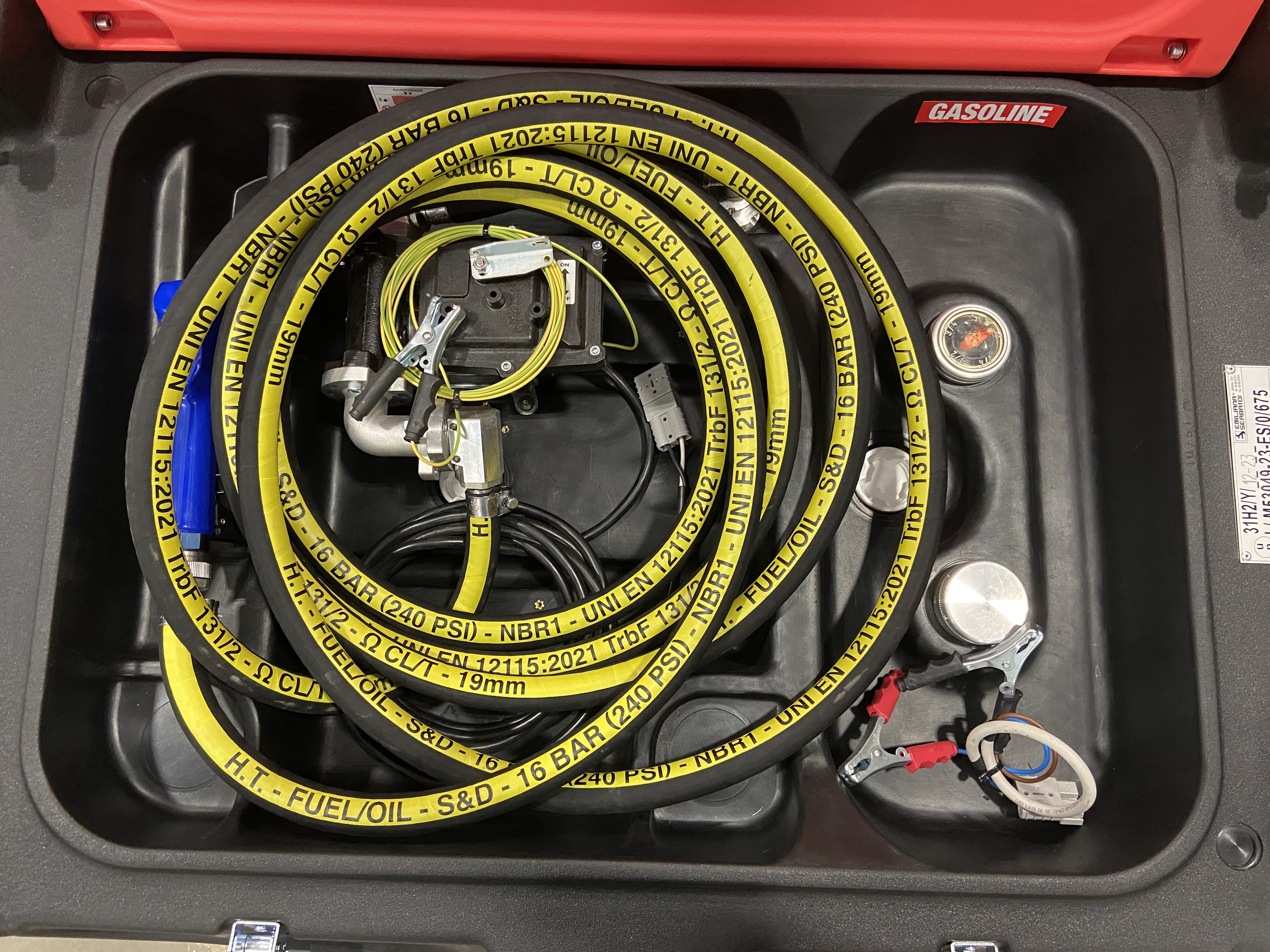 Marine Fuel Transfer Container, 155-Gallon Portable Gas Tank with cUL Listed 12V Pump and 26ft Antistatic Hose