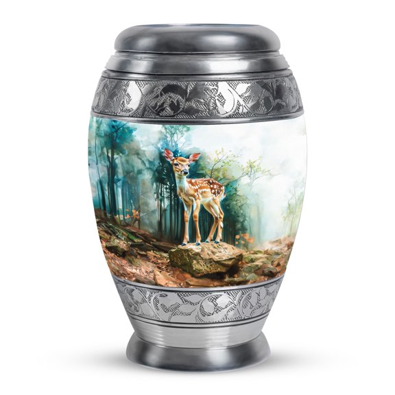 KARYLIZ Large Deer Urns For Human Ashes - Large Urn for Ashes Adult Male & Female - Memorial Funeral Cremation Urns for Human Ashes - Decorative Burial Urns for Adult Human Ashes 10 Inch