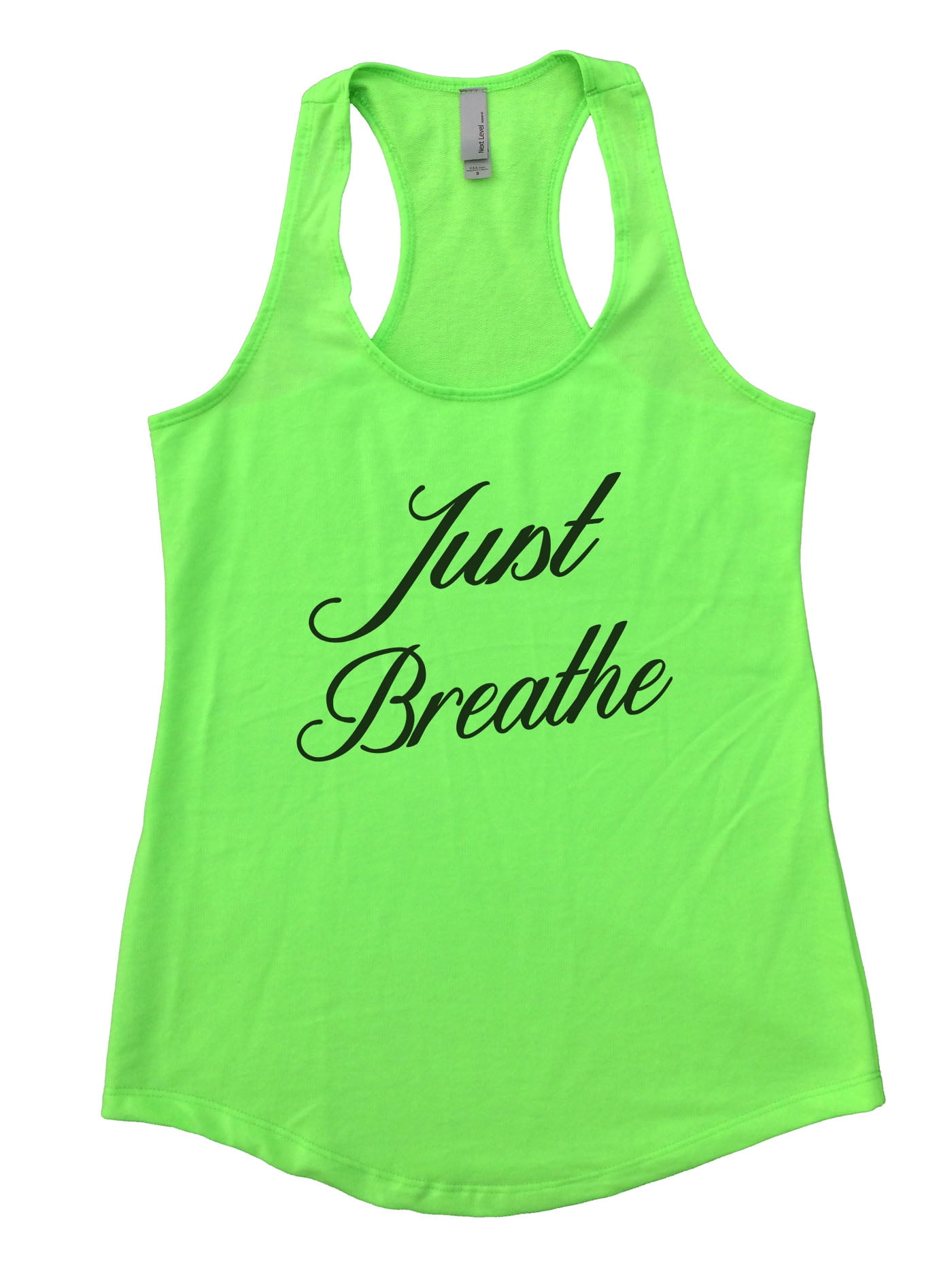 Funny Threadz Women's Funny Flowy Gym Tank Top “Just Breathe" Cute