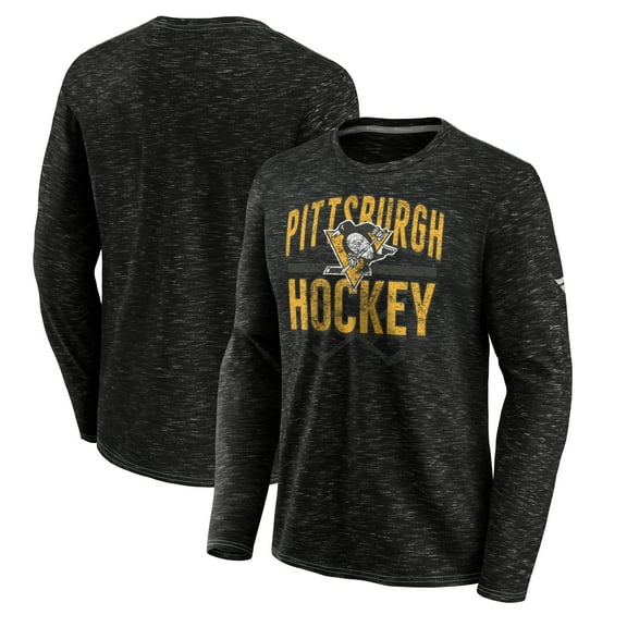 Men's Fanatics Gray Pittsburgh Penguins Iced Out Long Sleeve T-Shirt