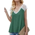 thumbnail image 1 of xiaxaixu Hauts en Dentelle Crochet pour Femmes, T-Shirts d'Été Basiques à Manches Courtes Col en V Coupe Ample, 1 of 9