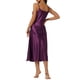 thumbnail image 3 of INSPIRAR CHIC Camisones de Satén para Mujeres con Escote en V y Tirantes de Espagueti, Pijamas de Lounge, Vestido Largo de Seda XL Púrpura, 3 of 6