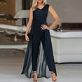 thumbnail image 2 of Clearance! Ohufall Jumpsuits for Women, Solid Jumpsuit Pajamas Casual V Neck Sleeveless Comfortable Long Pants Overalls Women, Rompers for Women, Onesie for Women Clearance, 2 of 7