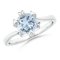 ANGARA Natural Heart Prong-Set 1.12 ct Aquamarine Engagement Ring in 925 Sterling Silver for Women (Size-7mm) | March Birthstone, Anniversary, Jewelry Gift for Women | Natural Aquamarine Ring