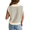 thumbnail image 3 of Anbech Women Striped V-Neck Sweater Tops Cap Sleeve Knit Shirt Summer Dressy Pullover, 3 of 9
