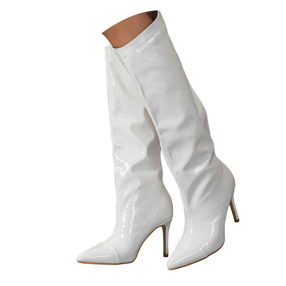Juosiy Boots for Women Knee High Pointed Toe Stiletto High Heel Long Side Zipper Dressy Shoes