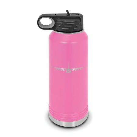 

KC-130J Water Bottle 32 oz - Laser Engraved w/ Flip Top Removable Straw - Stainless Steel - Vacuum Insulated - Double Walled - Drinkware - kc-130 kc130 kc130j c-130 c130 tanker version - Pink