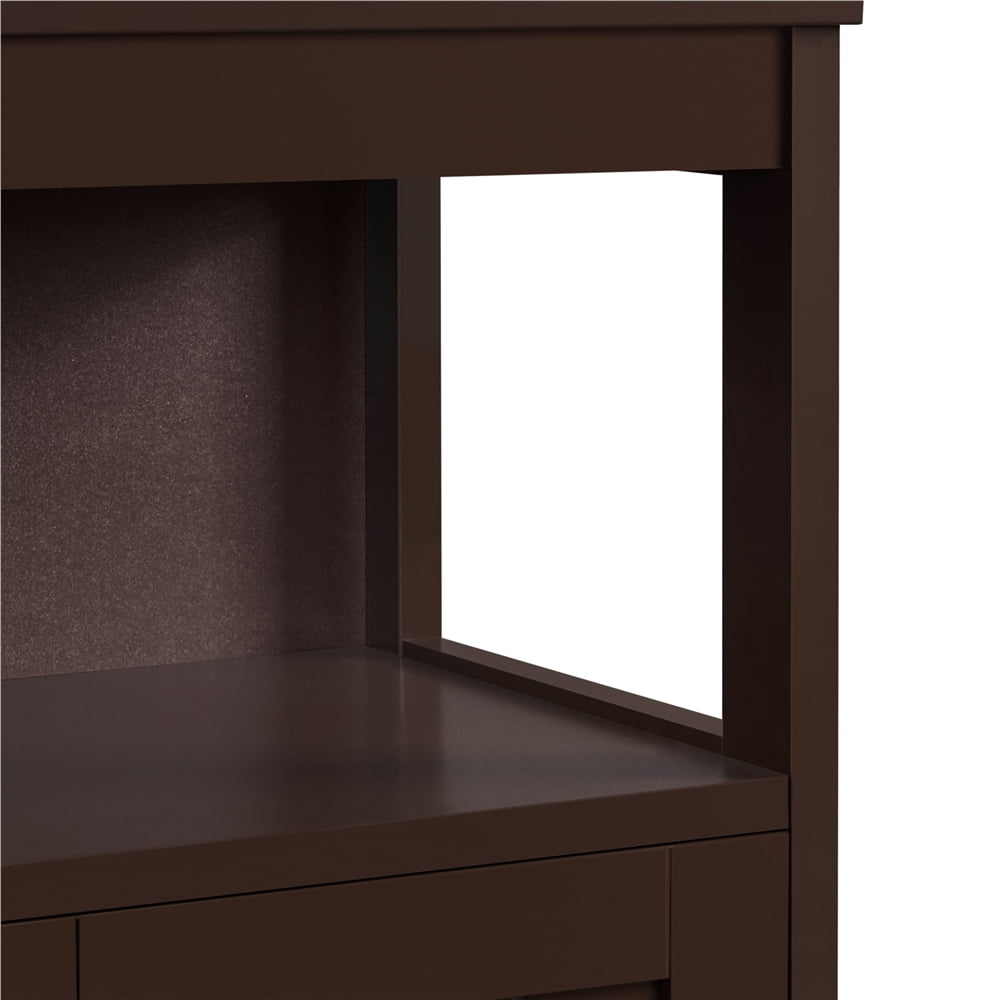 Yaheetech Wooden Floor Cabinet w/ Multi-Tiers & 3 Drawers, Espresso