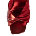 thumbnail image 4 of FSJ Women Open Square Toe Bow Mules Platform Slip on Chunky High Heels Elegant Dress Party Heeled Slides Size 7.5 Dark Red, 4 of 4