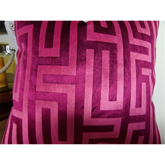 Plutus Cesire Velvet Maze Handmade Throw Pillow-Color:Fuchsia,Size:12" x 20"
