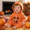 thumbnail image 2 of JAJAHO Toddler Baby Boy Girl Clothes Halloween Jumpsuits Hooded Fuzzy Pumpkin Romper 3M-3Y, 2 of 5