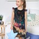thumbnail image 4 of Fotbe Abstract Peacock Painting Vestido de Dormir para Niñas de 3 a 10 Años, Mangas Cortas, Estilo Princesa, Pijama Camisón con Mangas Voladas-Small, 4 of 6