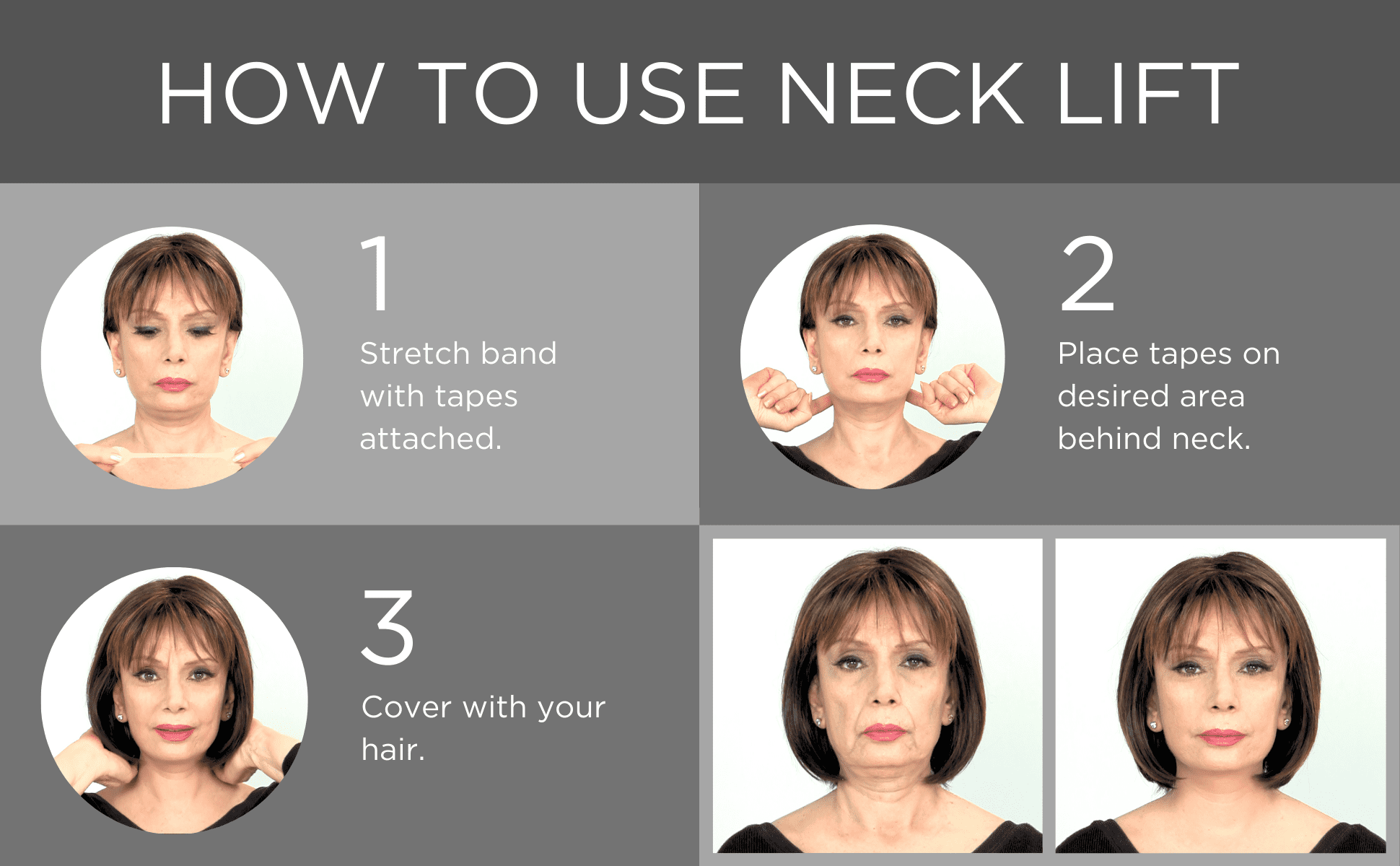 Secret Lift Pro - Instant Neck Lift Tapes Pre-Assembled w/Bands for Firmer Skin by CosmeSearch