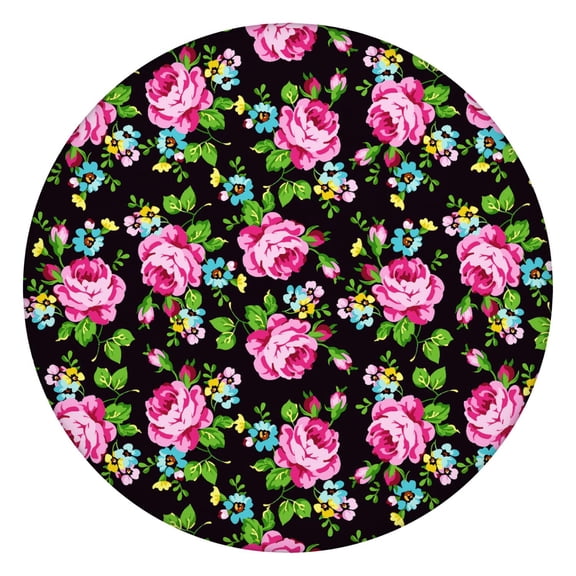 Round Fitted Tablecloth with Elastic Edges Fits 36"-44" Round Tables Pioneer Colorful Floral Waterproof Table Cover Washable Indoor and Outdoor for Party Kitchen Dinner Banquet Patio Picnic