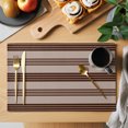 thumbnail image 2 of Brown Striped Placemats Set of 2 Vintage Rustic Simple Lines Texture Place Mats Indoor Wipeable Table Mats Washable Cloth Dining Table Placemats for Kitchen Holiday Party Home Decor 13x19 Inch, 2 of 9