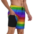 thumbnail image 3 of Picia Colorful Glitter Rainbow pattern Mens Swim Trunks with Compression Liner Stretch Beach Shorts Quick Dry with Zipper Pockets No-Chafing Board Shorts-Medium, 3 of 9