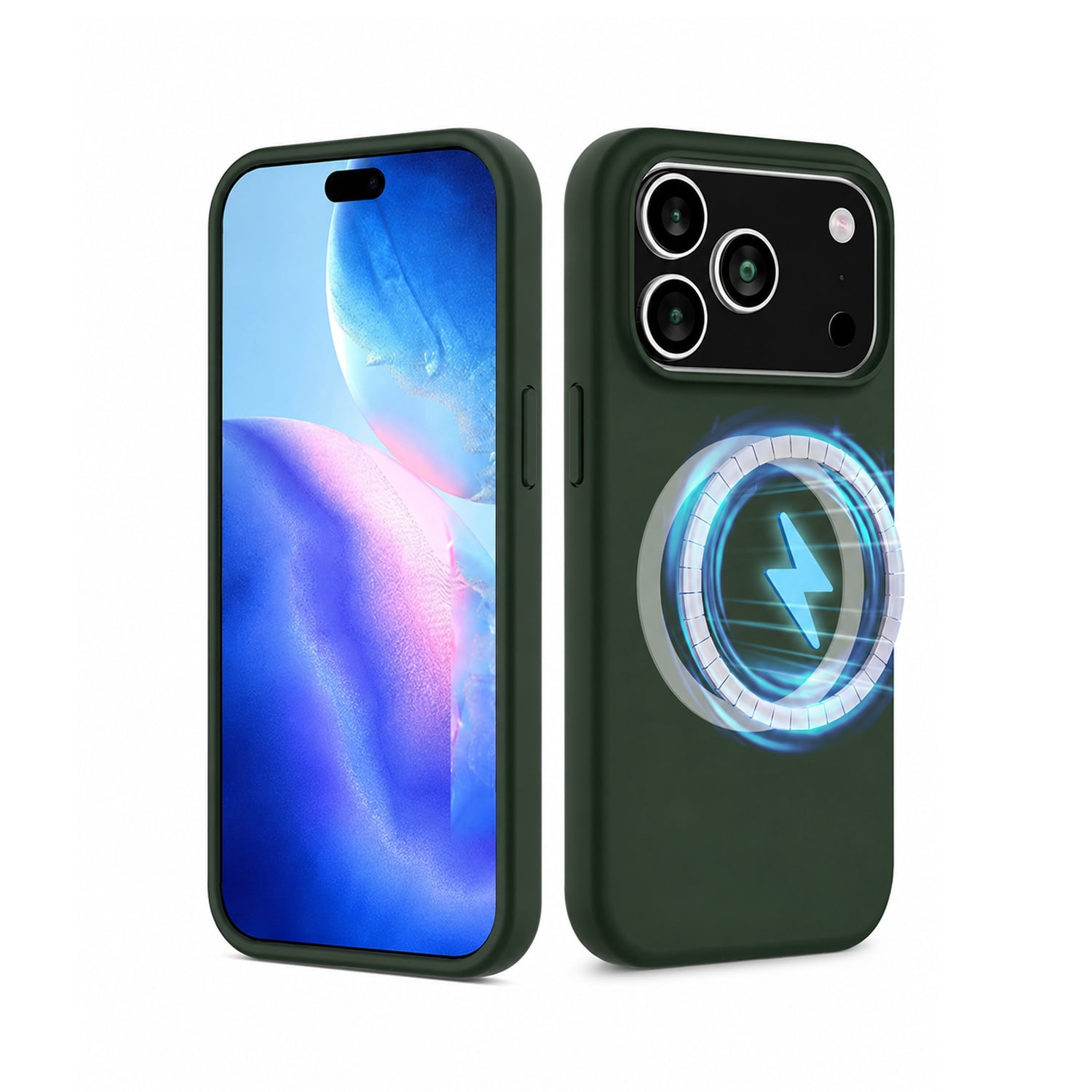 Wireless Charging Compatible Silicone Case for iPhone 17 Pro Max - Green