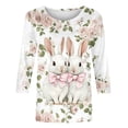 thumbnail image 5 of Idoravan Womens Tops 3/4 Sleeves for Summer Women's Easter Print Loose Casual Round Neck Three-Quarter Sleeve T-Shirt Pullover, 5 of 5