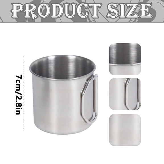Stainless Steel Foldable Camping Mug, Portable Travel Coffee Cup With Folding Handle For Hiking Picnic