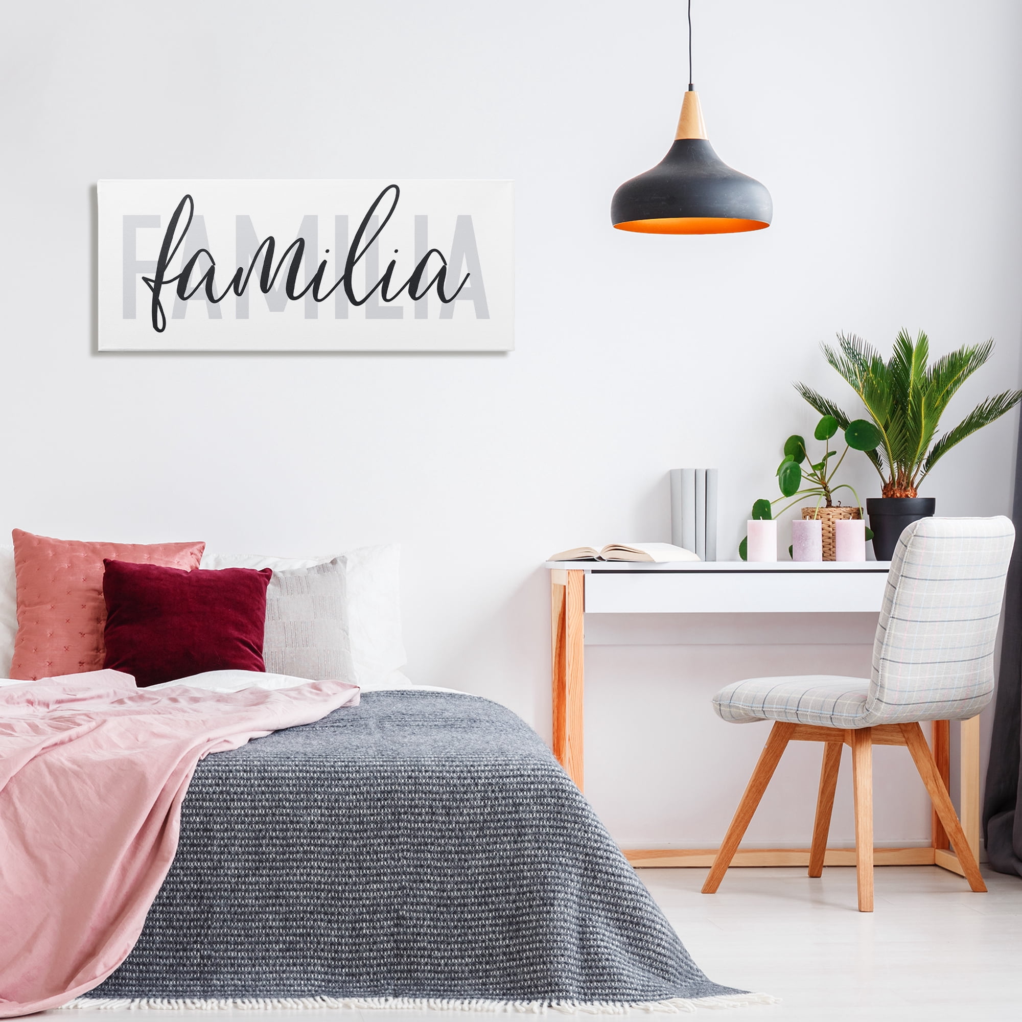 Stupell Industries Familia con Diseño Minimalista Typography and Symbols Painting Wrapped Canvas Art Print Wall Art, 40 x 17