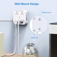 thumbnail image 4 of Protector contra sobretensiones para regleta de alimentación: 8 tomacorrientes con 4 puertos de carga USB (2 USB C), adaptador de enchufe plano ultradelgado JcBlaon con cable de extensión trenzado de, 4 of 5