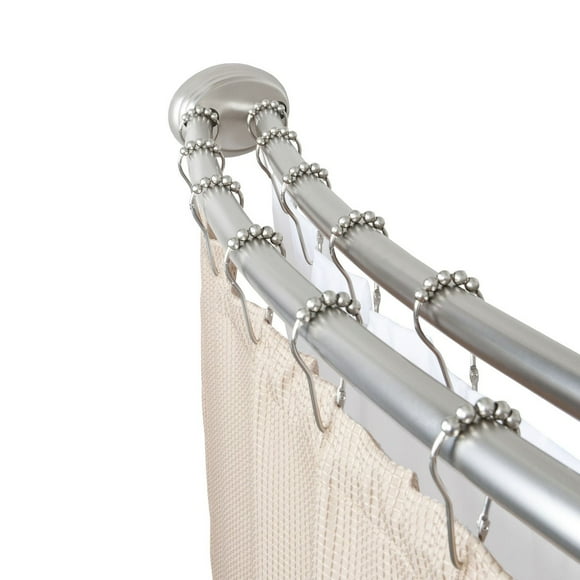 Mainstays Smart Rods Adjustable Double Curved Tension Shower Curtain Rod, 50" to 72"