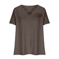 thumbnail image 3 of Raeneomay Oversized T Shirts Casual Tops Women Sexy Plus Size Tops V-Neck Blouse Short Sleeve Blouse Mock Pocket, 3 of 5