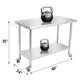 thumbnail image 3 of Yeshouse Mesa de acero inoxidable para preparación y trabajo con protector contra salpicaduras, mesa de cocina resistente con estante inferior ajustable y patas para restaurantes, hogares y hoteles, 3 of 7