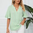 thumbnail image 2 of Vedolay Corset Tops For Women Womens V Neck Button Tops Summer Batwing Sleeve T Shirts Loose Casual Solid Color Blouse,Green M, 2 of 5