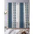 thumbnail image 3 of Vintage Stripes Sheer Curtains 2 Panels Set Navy Striped Abstract Retro Lines Sheer Window Curtains Light Filtering Rod Pocket Voile Drapes for Bedroom Living Room 52"X84", 3 of 8