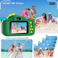 thumbnail image 2 of Gofunly Kids Camera, 1080P Toy Digital Video Camera for Girls 3-12 Years Best Birthday/Festival Gifts,with 32GB SD Card and Silicone Cover - Green-Dinosaur, 2 of 8
