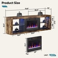 thumbnail image 6 of Bestier 70 Inch Fireplace TV Stand for TV up to 80", LED Entertainment Center with 23" Electric Fireplace Media Console Table for Living Room with Glass Shelves, Rustic Brown, 6 of 15